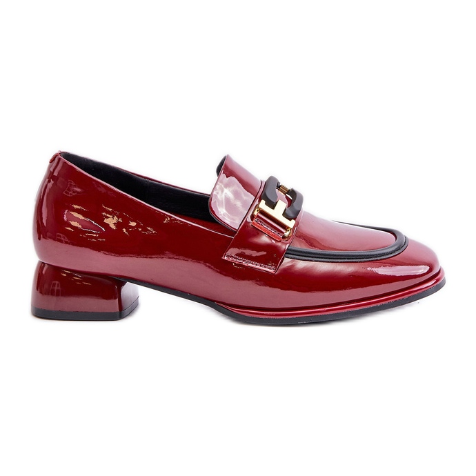 Scarpe da donna in vernice su un blocco Artiker 55C0103 Borgogna rosso