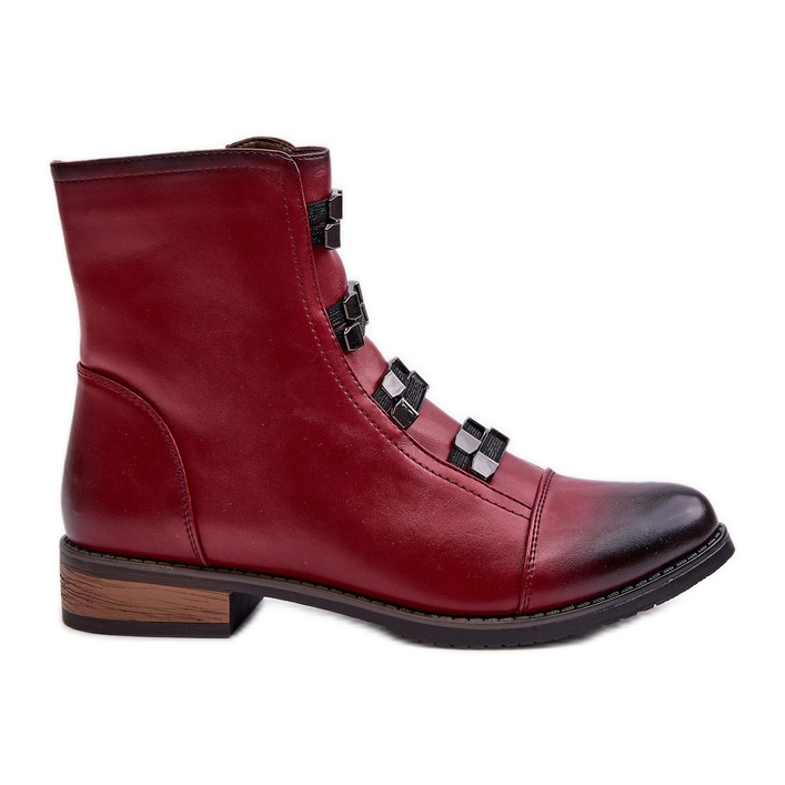 Jezzi Stivali da donna isolati Evalith bordeaux con cerniera rosso