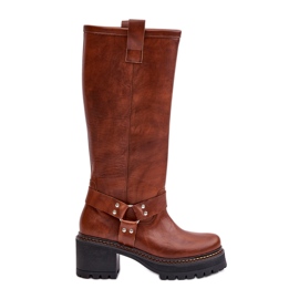 Lewski Shoes Stivali sopra il ginocchio da donna in pelle Lewski 3432 Cammello marrone