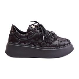 Scarpe sportive in pelle sulla piattaforma Maciejka 06191-42 Nere nero