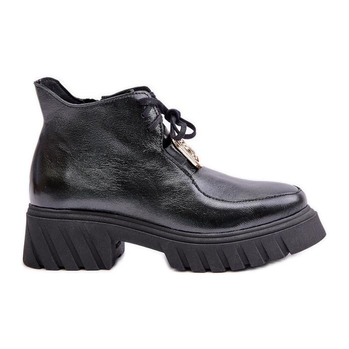 Zazoo 2952 Stivaletti In Pelle Con Decorazione Oro, Nero