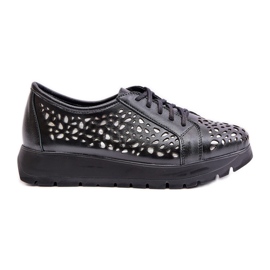 Zazoo 2973 Scarpe con plateau in pelle con motivo traforato, nere nero