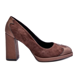 Décolleté con tacco alto in pelle scamosciata Laura Messi 2702 Marrone