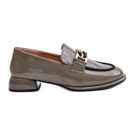 Scarpe da donna laccate su blocco con decoro Artiker 55C0412 Grigio