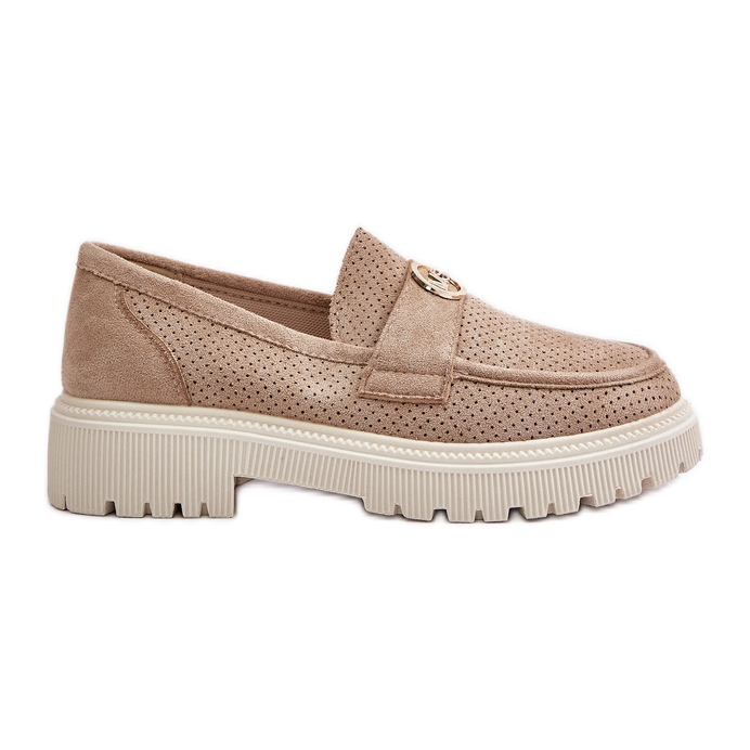 Mocassini Brogues Da Donna Con Dettaglio Oro Arilva Kaki beige