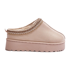 Doposci da donna con plateau e fodera in pelliccia, Remenia beige chiaro