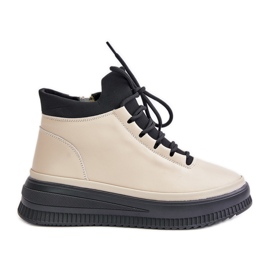 Scarpe sportive in pelle leggera sulla piattaforma Artiker 55C0554 Beige