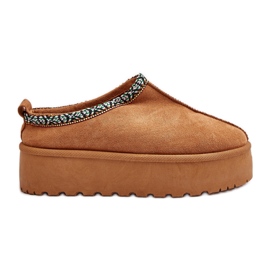 Pantofole da donna con plateau e ricamo Cammello Neroma beige