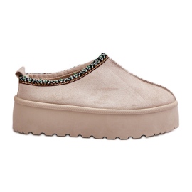 Pantofole Da Donna Con Plateau Con Ricamo, Beige Chiaro Neroma