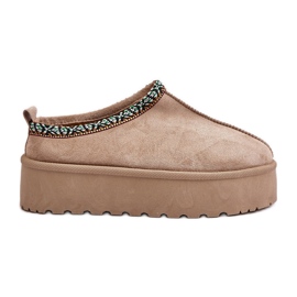 Pantofole Da Donna Con Plateau Con Ricamo, Beige Neroma