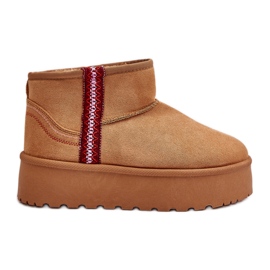 Stivali da neve Lomessa color cammello isolati da donna su piattaforma beige