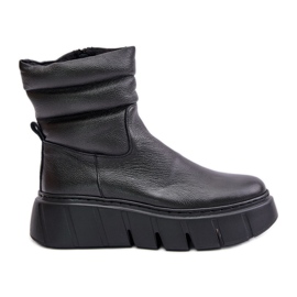 Zazoo 60512 Stivali da donna in pelle con cerniera, foderati in feltro, neri nero