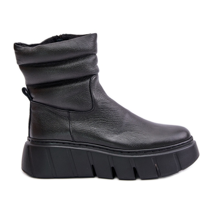 Zazoo 60512 Stivali da donna in pelle con cerniera, foderati in feltro, neri nero