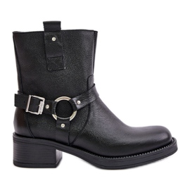 Zazoo 60480 Stivali in pelle isolanti con tacco basso, neri nero