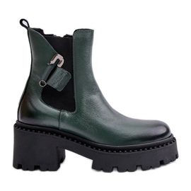 Zazoo 60490 Stivaletti isolati in pelle con decorazione, verde scuro nero