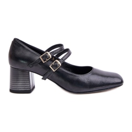 Décolleté in pelle con cinturini su tacco alto Laura Messi 2857 Nero