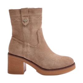 Stivali coibentati con tacco alto da donna beige Vailia