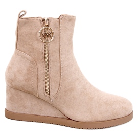 Stivaletti con zeppa Vavin Khaki con cerniera dorata beige