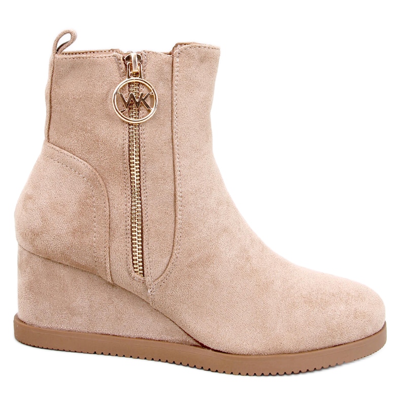 Stivaletti con zeppa Vavin Khaki con cerniera dorata beige