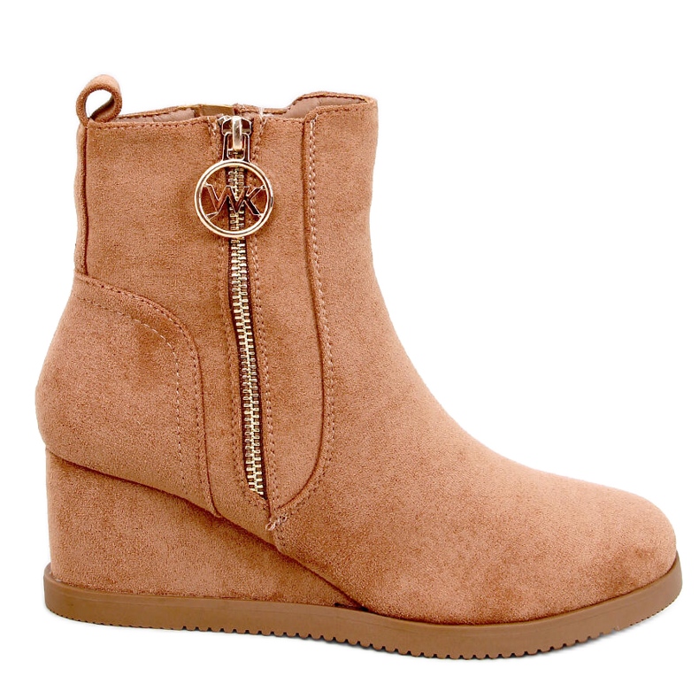 Stivaletti con zeppa Vavin Camel con cerniera dorata beige
