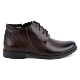 Stivali invernali da uomo in pelle, testa di moro, 336LU - Olivier Shoes marrone