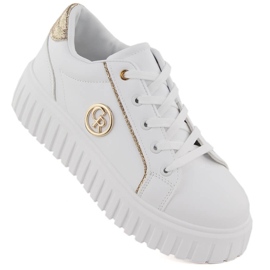 Scarpe sportive da donna con plateau, bianche NEWS 4757 bianco