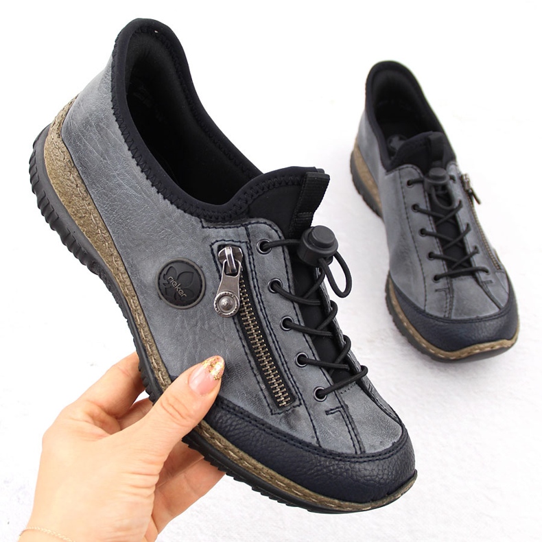 Scarpe slip-on da donna blu navy Rieker N3267-14