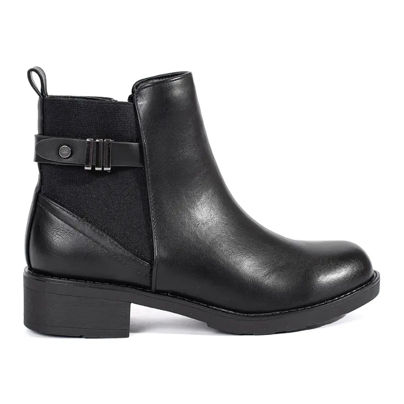 Stivaletti Chelsea neri da donna con tacco basso nero