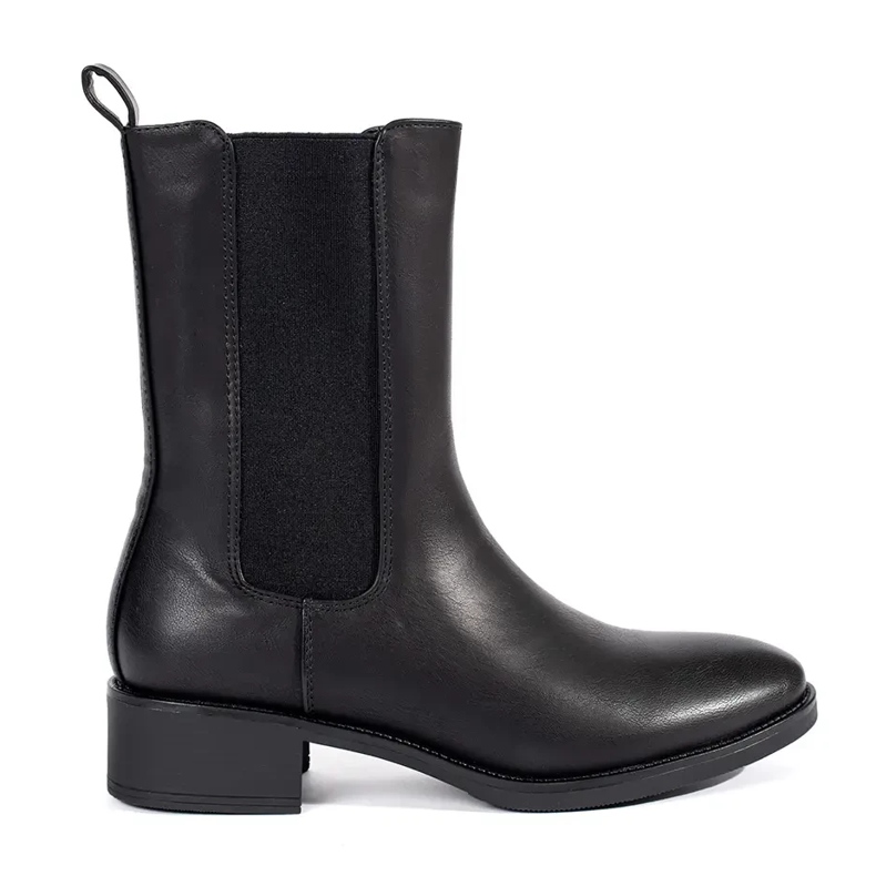 Stivaletti Chelsea neri da donna con tacco basso nero