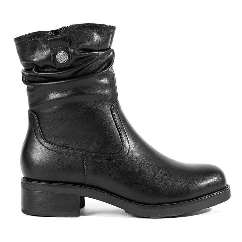 Stivaletti da donna isolati in pelle nera di Sergio Leone nero