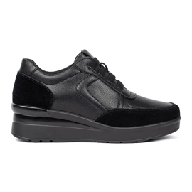 Scarpe con zeppa da donna in pelle nera di Sergio Leone nero