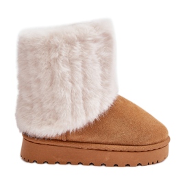 Stivali da neve per bambini Crisie con pelliccia color cammello marrone
