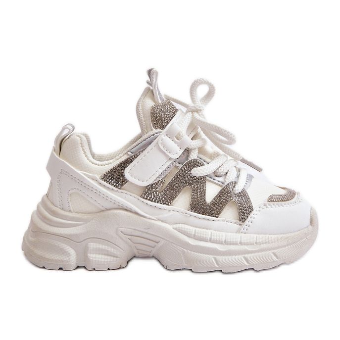 Sneakers da bambino con strass, Rianalla bianco bianca