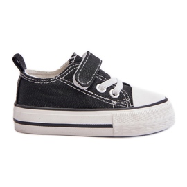 Sneakers da bambino in tessuto con velcro, Nero Daloma