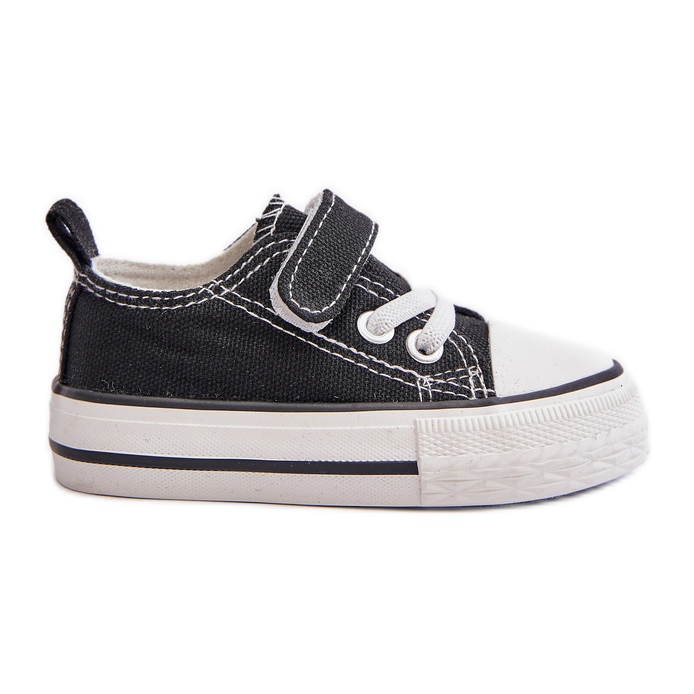 Sneakers da bambino in tessuto con velcro, Nero Daloma