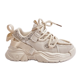 Sneakers Beige da Bambino Decorate con Paillettes Liatoma