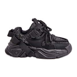 Sneakers da bambino decorate con paillettes, Nero Liatoma