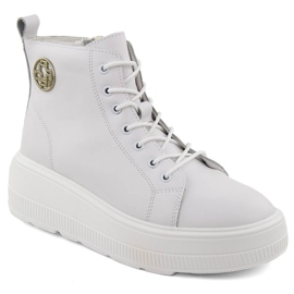 Stivaletti da donna bianchi in pelle con plateau di Filippo DBT6374 bianco