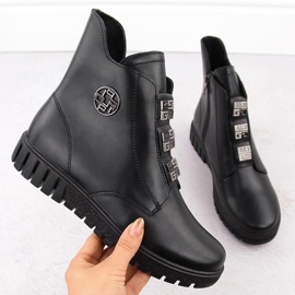 Stivaletti da donna in pelle nera con plateau con decorazioni, Filippo DBT6360 nero