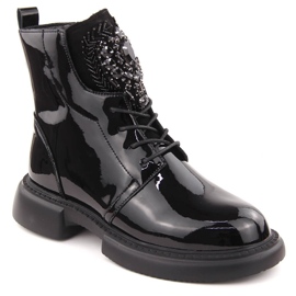 Stivaletti da donna in vernice nera con pietre Filippo DBT6568 nero