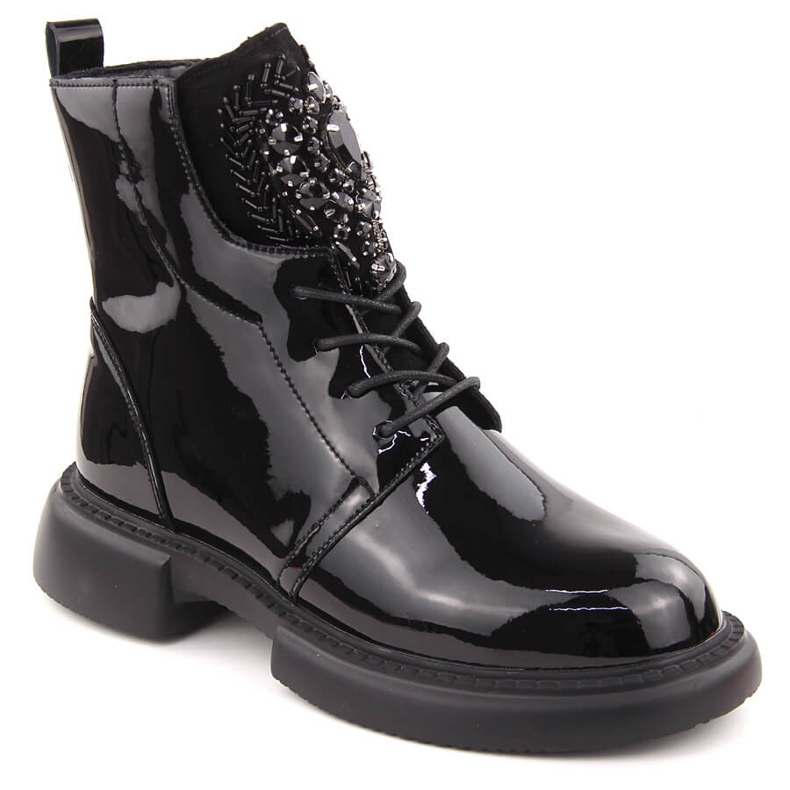 Stivaletti da donna in vernice nera con pietre Filippo DBT6568 nero
