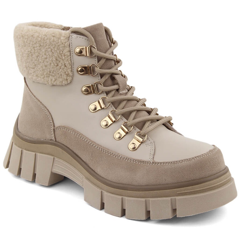 Stivaletti da donna in pelle beige Filippo DBT6471