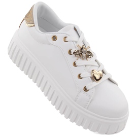 Scarpe sportive da donna con plateau, bianche NEWS 4756 bianca