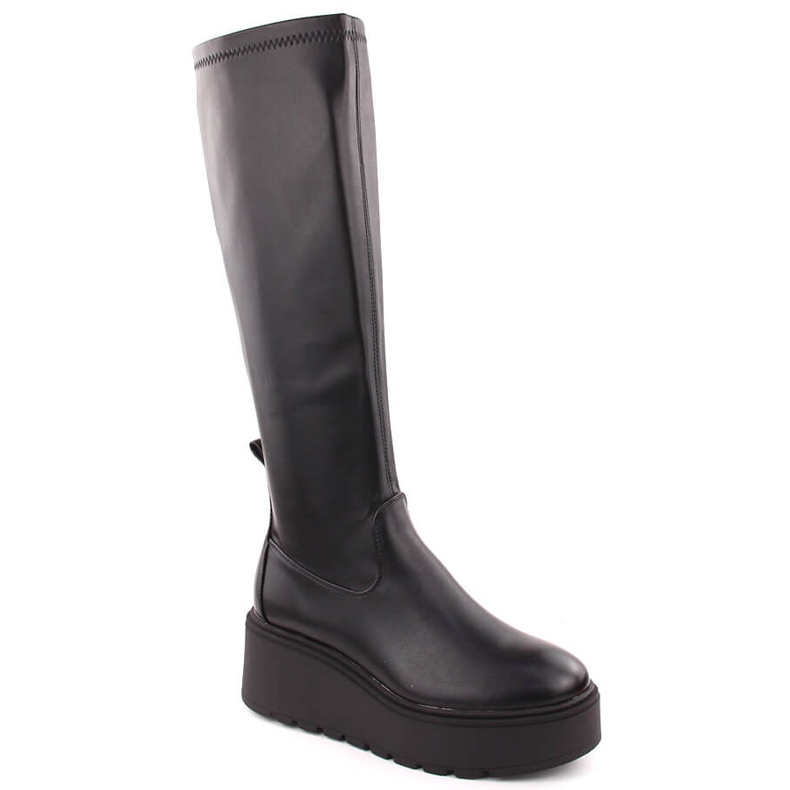 Stivaletti da donna elasticizzati neri con zeppa Vinceza 58342 nero