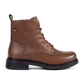 Stivaletti stringati in pelle marrone da donna di Sergio Leone