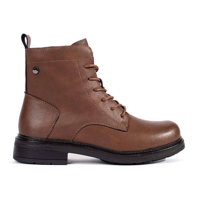 Stivaletti stringati in pelle marrone da donna di Sergio Leone