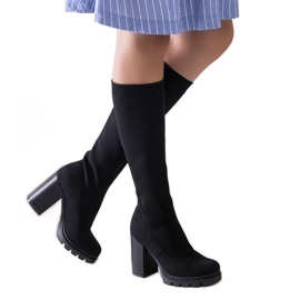 Stivaletti slip-on Saria neri con tacco alto nero