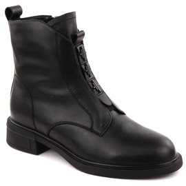Stivali in pelle nera da donna D&amp;A S.Barski Collezione Premium CR42-080 nero