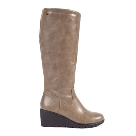 Stivali con zeppa da donna beige