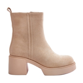 Stivaletti da donna in eco suede, caldo, beige chiaro, Meriluna